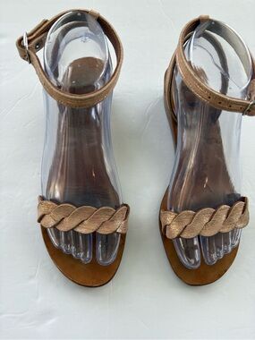 K.Jacques St Tropez Gold Braided Ankle-Strap Sandals - Size 37